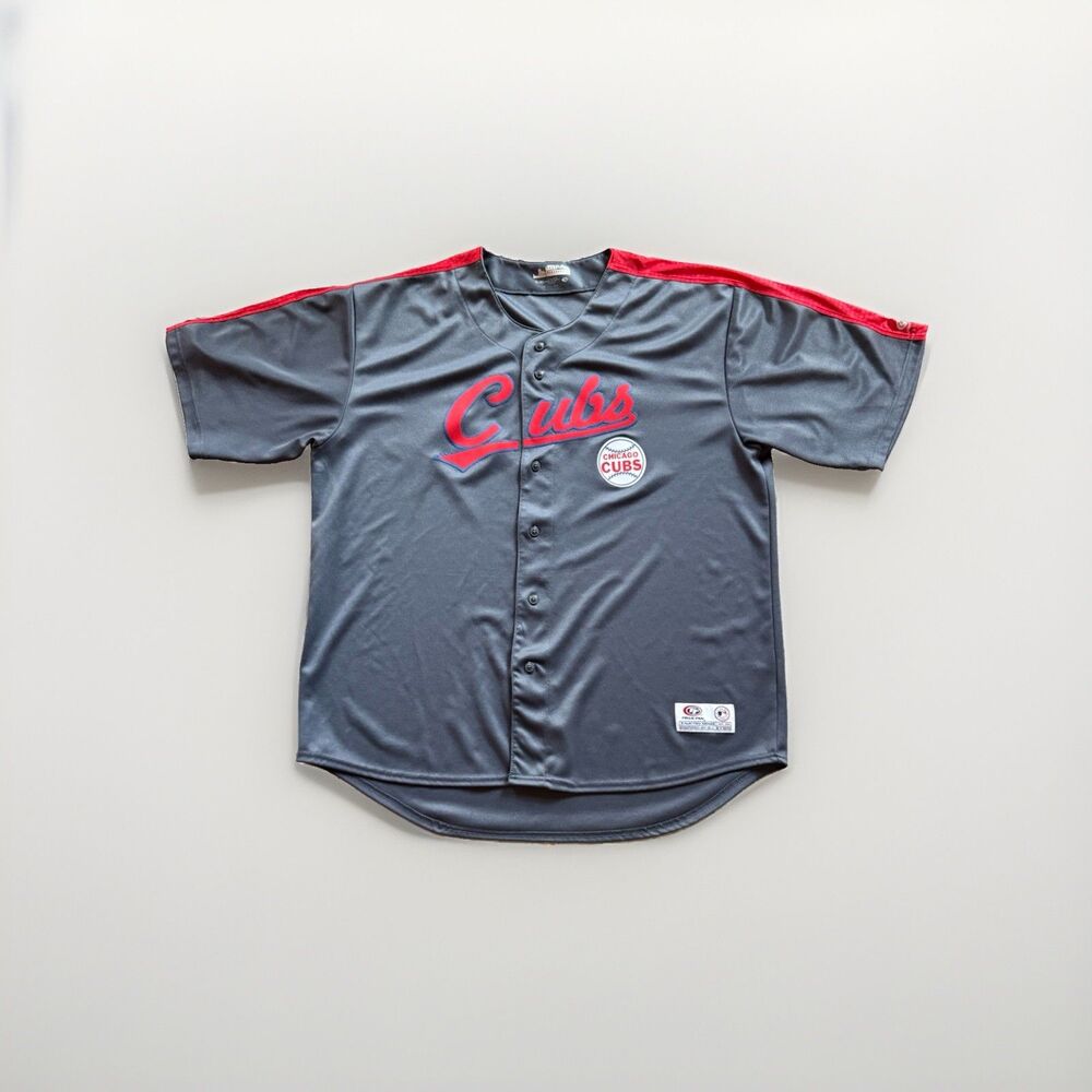 MLB Chicago Cubs Gray/Red Button-Front Baseball Jersey - 2XL
